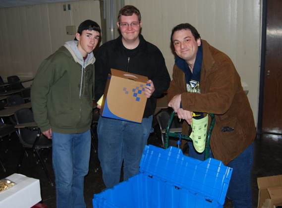 Bethpage was the winner of the Rookie Inspiration Award at last year's LI Regional FIRST Robotics Competition. Members of the Bethpage robotics team are pictured displaying the contents of the kit of parts with their mentor.